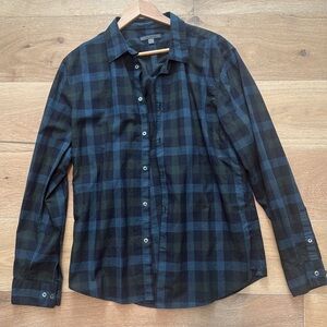 John Varvatos Split Yoke Button Down Blue/Green Sz Large